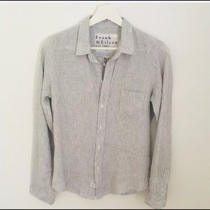 Frank and Eileen Barry Linen Shirt Gray Small